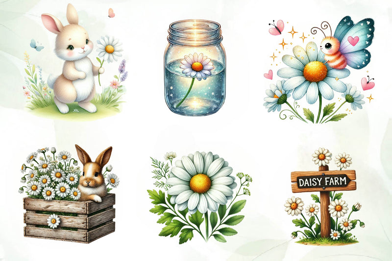 Spring Daisy Farm Clipart Bundle 1 - CraftNest - Digital Crafting and Art