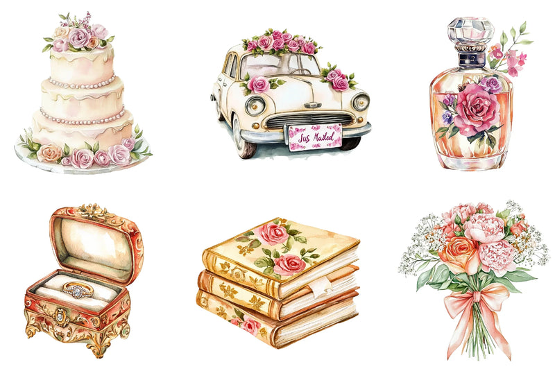 Retro Wedding Day Clipart Bundle - CraftNest - Digital Crafting and Art