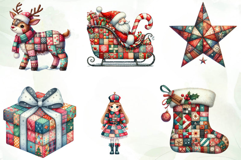 Patchwork Christmas Clipart Bundle - CraftNest - Digital Crafting and Art