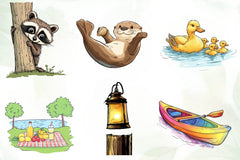 Cute Summer Lake Clipart Bundle - CraftNest - Digital Crafting and Art