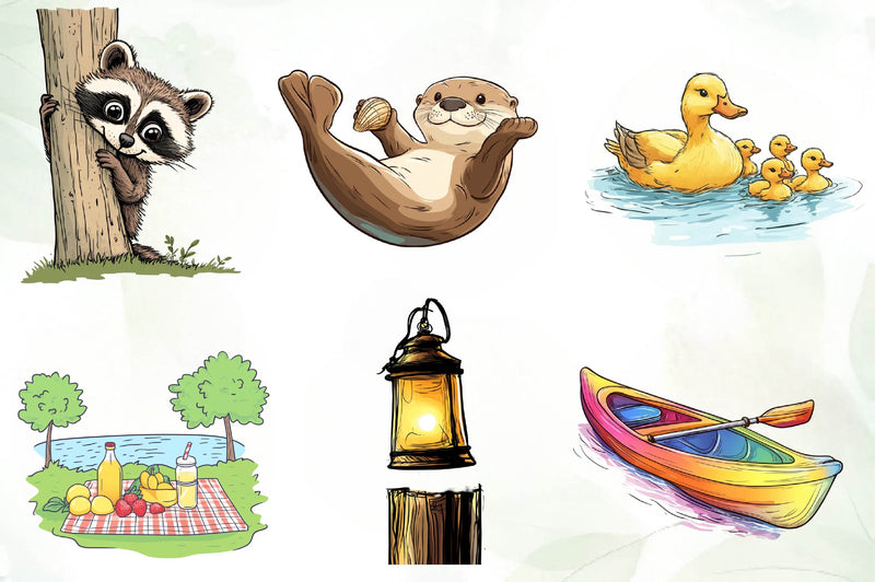 Cute Summer Lake Clipart Bundle - CraftNest - Digital Crafting and Art