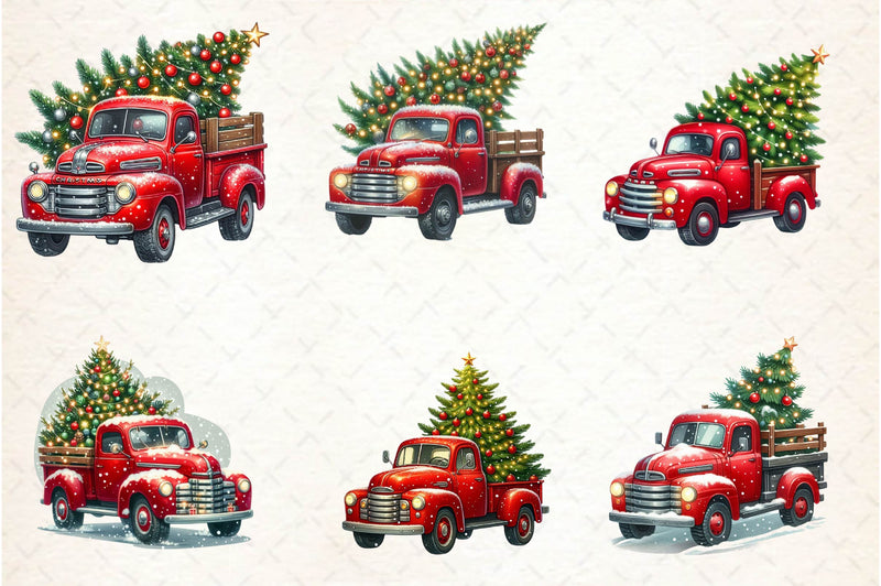 Christmas Truck Tree Clipart Bundle - CraftNest - Digital Crafting and Art
