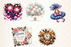 Coquette Happy New Year Party Clipart Bundle - CraftNest - Digital Crafting and Art