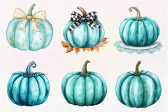 Teal Pumpkins Clipart Bundle - CraftNest - Digital Crafting and Art