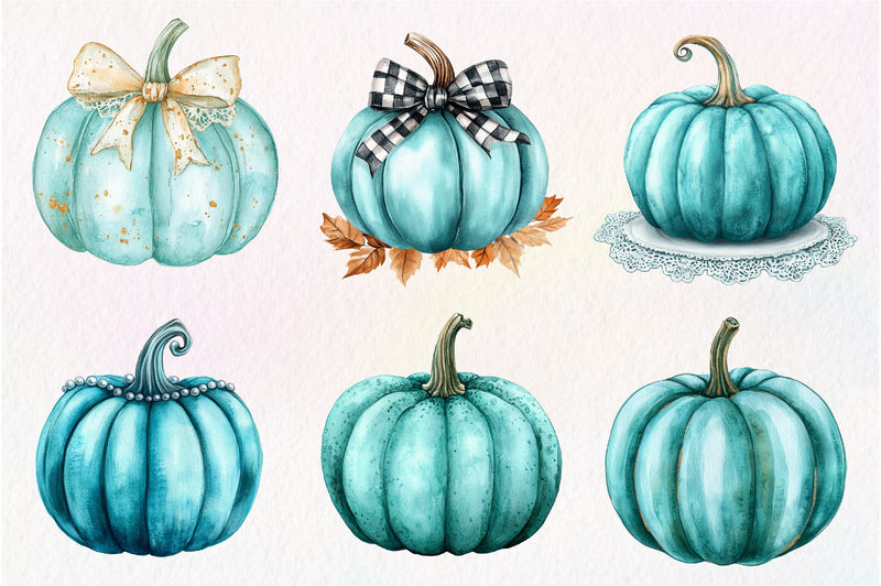 Teal Pumpkins Clipart Bundle - CraftNest - Digital Crafting and Art