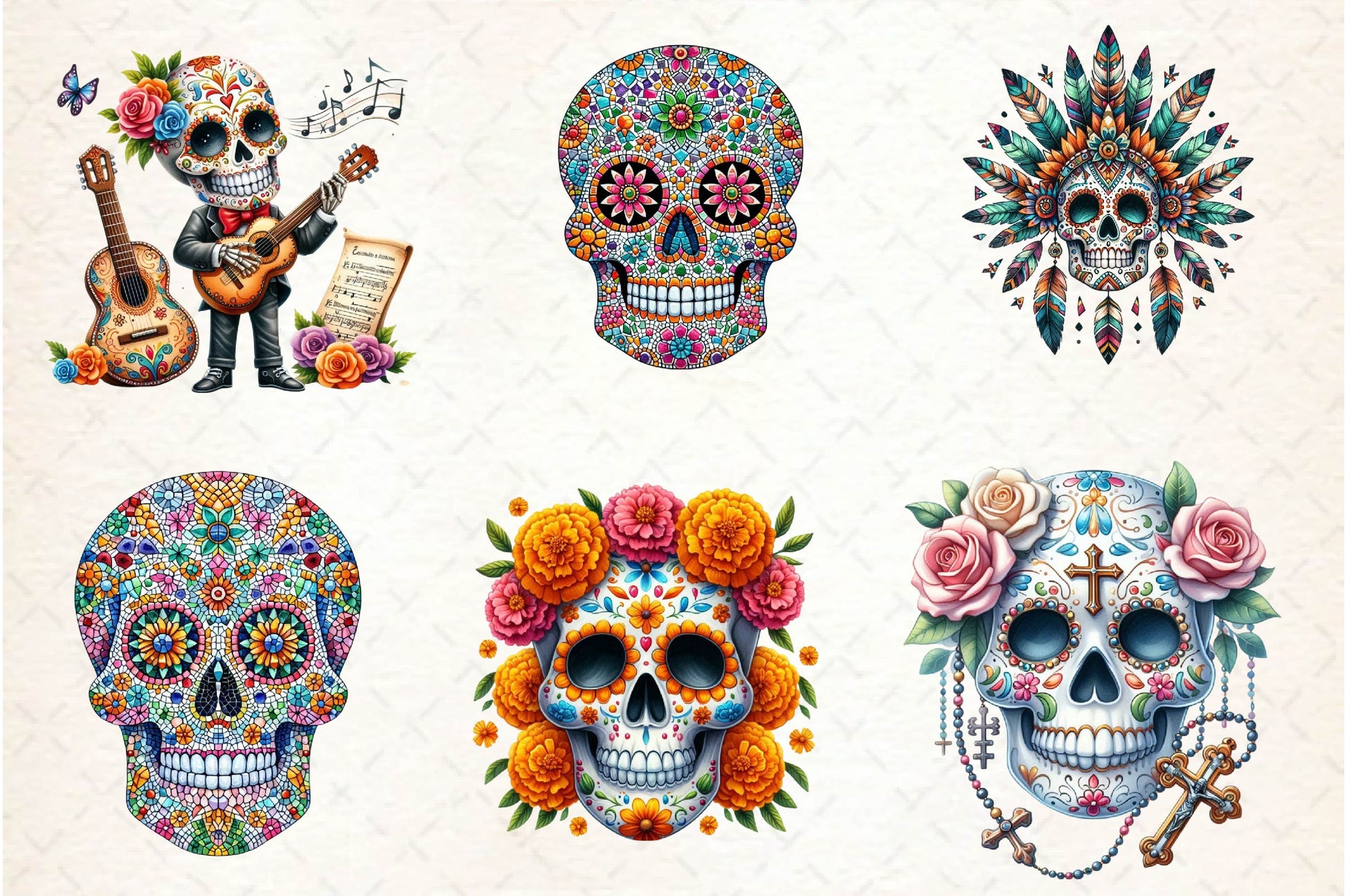 Mexican Sugar Skull Clipart Bundle - CraftNest - Digital Crafting and Art
