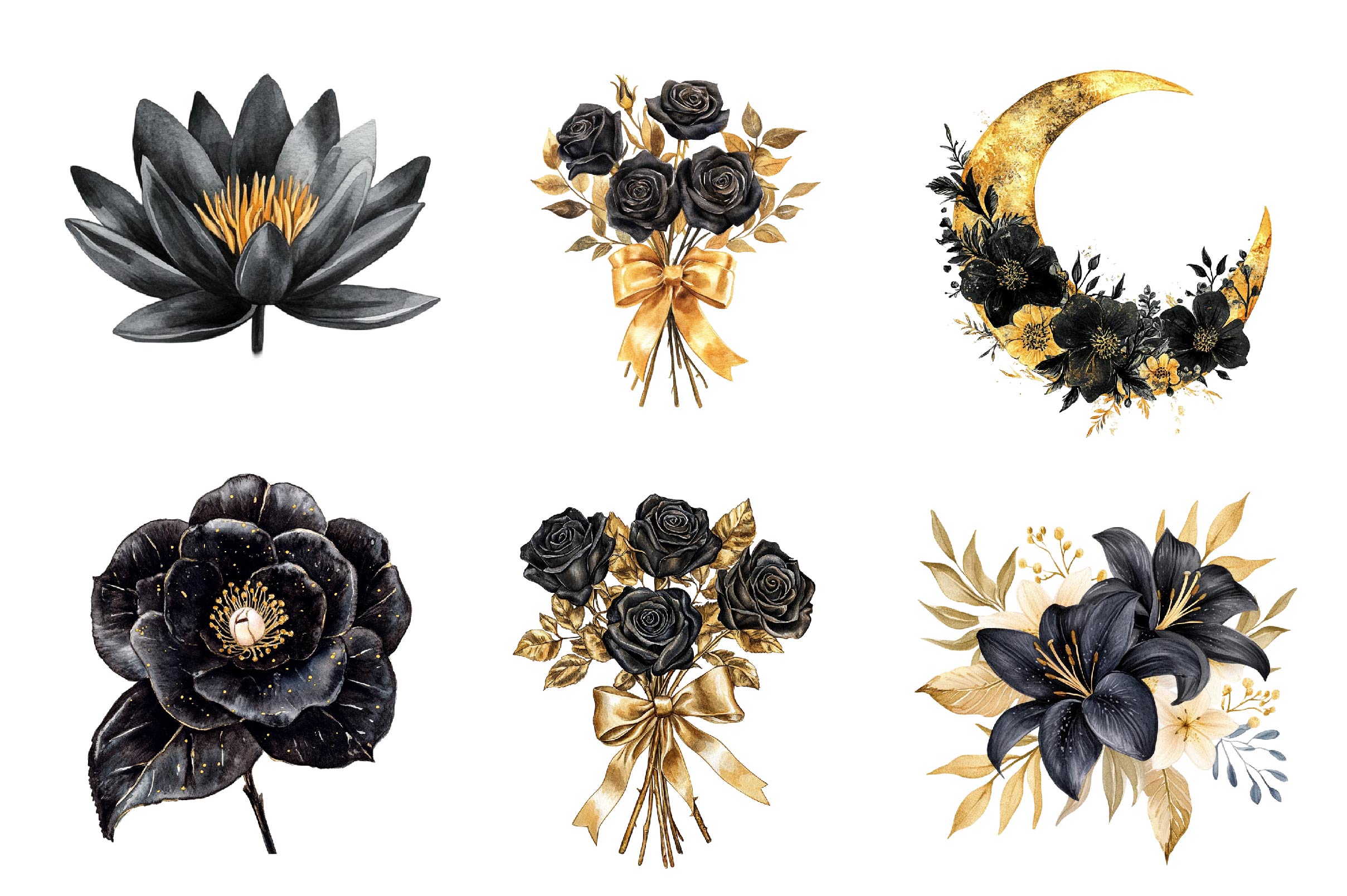 Glitter Luxury Black Spring Clipart Bundle - CraftNest - Digital Crafting and Art