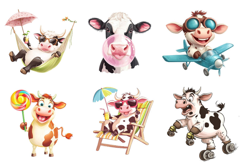 Quirky Funny Cow Clipart Bundle - CraftNest - Digital Crafting and Art