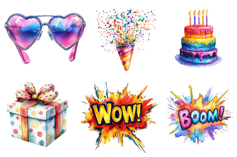 Happy Birthday Pop Art Clipart Bundle - CraftNest - Digital Crafting and Art