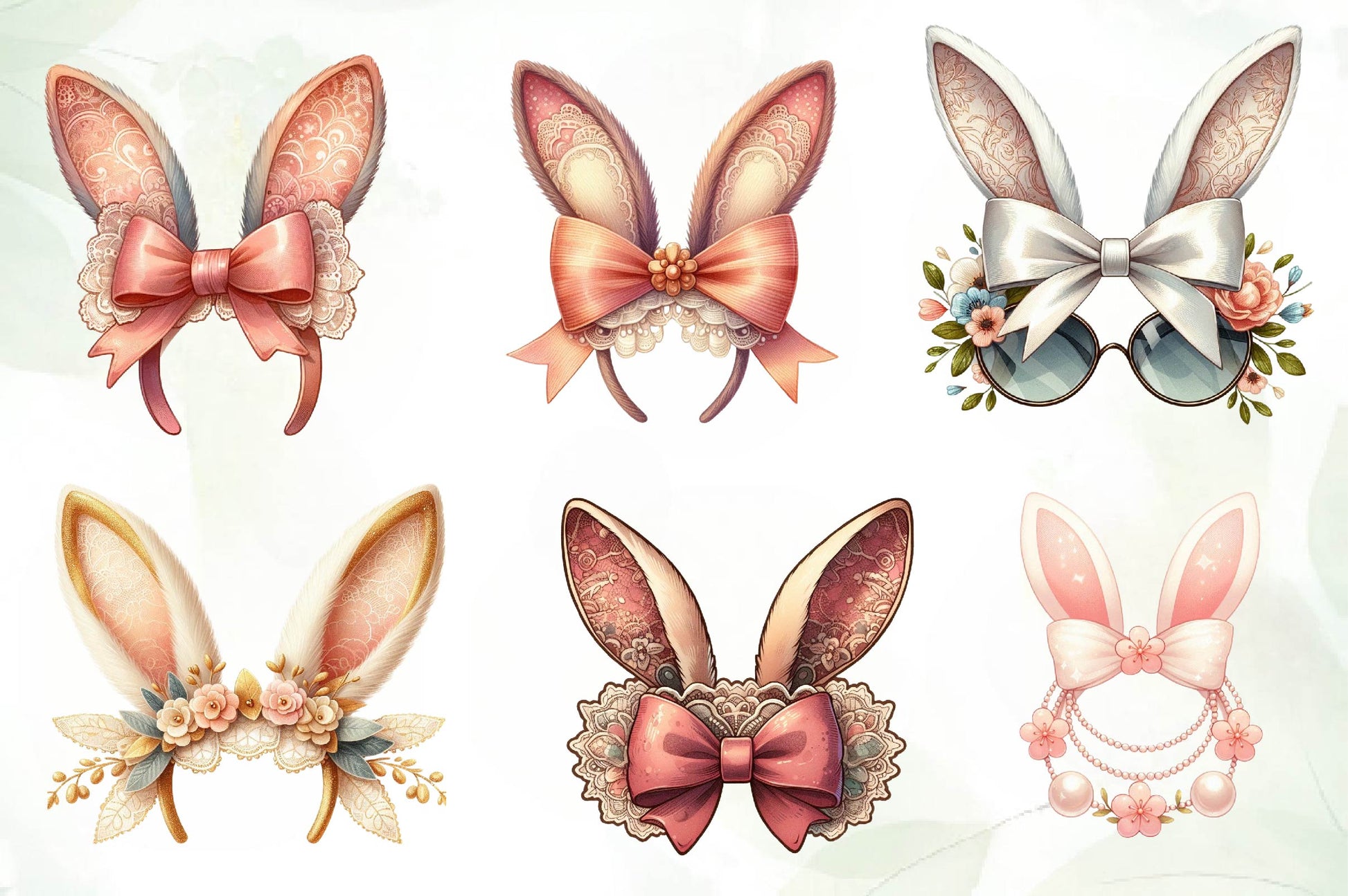 Coquette Bunny Ears Clipart Bundle - CraftNest - Digital Crafting and Art