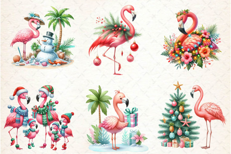 Funny Flamingo Christmas Flamingo Clipart Bundle - CraftNest - Digital Crafting and Art