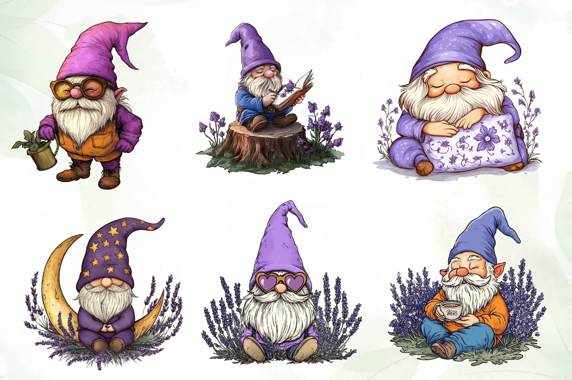 Lavender Purple Gnome Clipart Bundle - CraftNest - Digital Crafting and Art