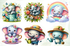 Spring Elephant Baby Clipart Bundle - CraftNest - Digital Crafting and Art