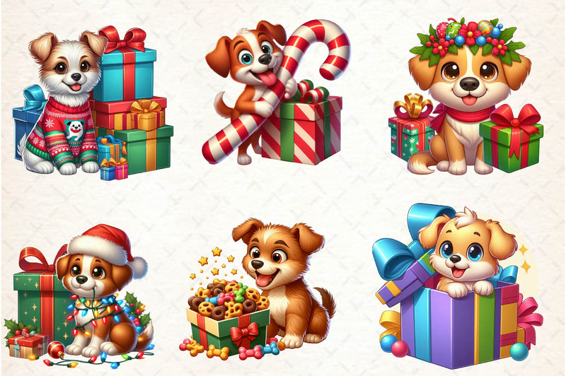 Christmas Dog Gift Box Clipart Bundle - CraftNest - Digital Crafting and Art