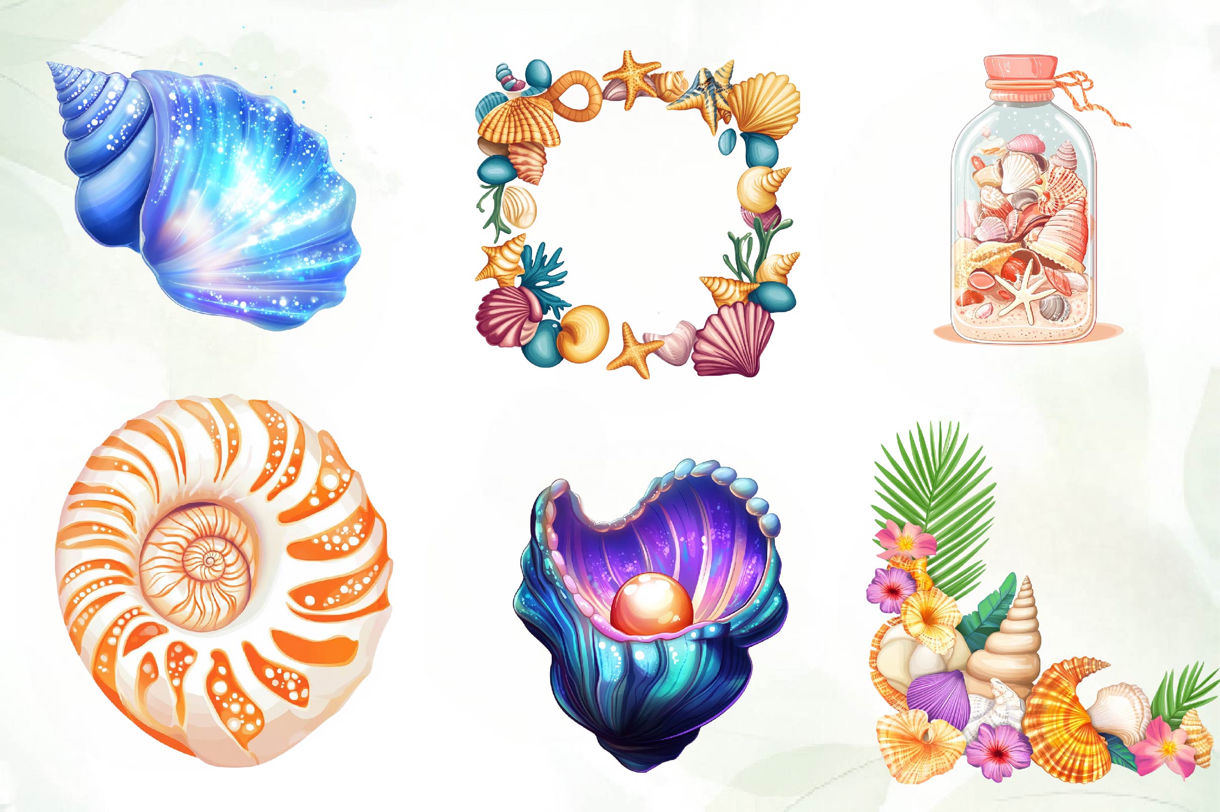 Summer Seashell Clipart Bundle - CraftNest - Digital Crafting and Art