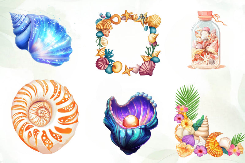 Summer Seashell Clipart Bundle - CraftNest - Digital Crafting and Art