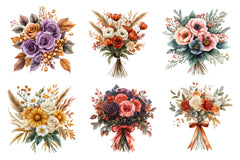 Autumn Wedding Flowers Bouquet Clipart Bundle - CraftNest - Digital Crafting and Art