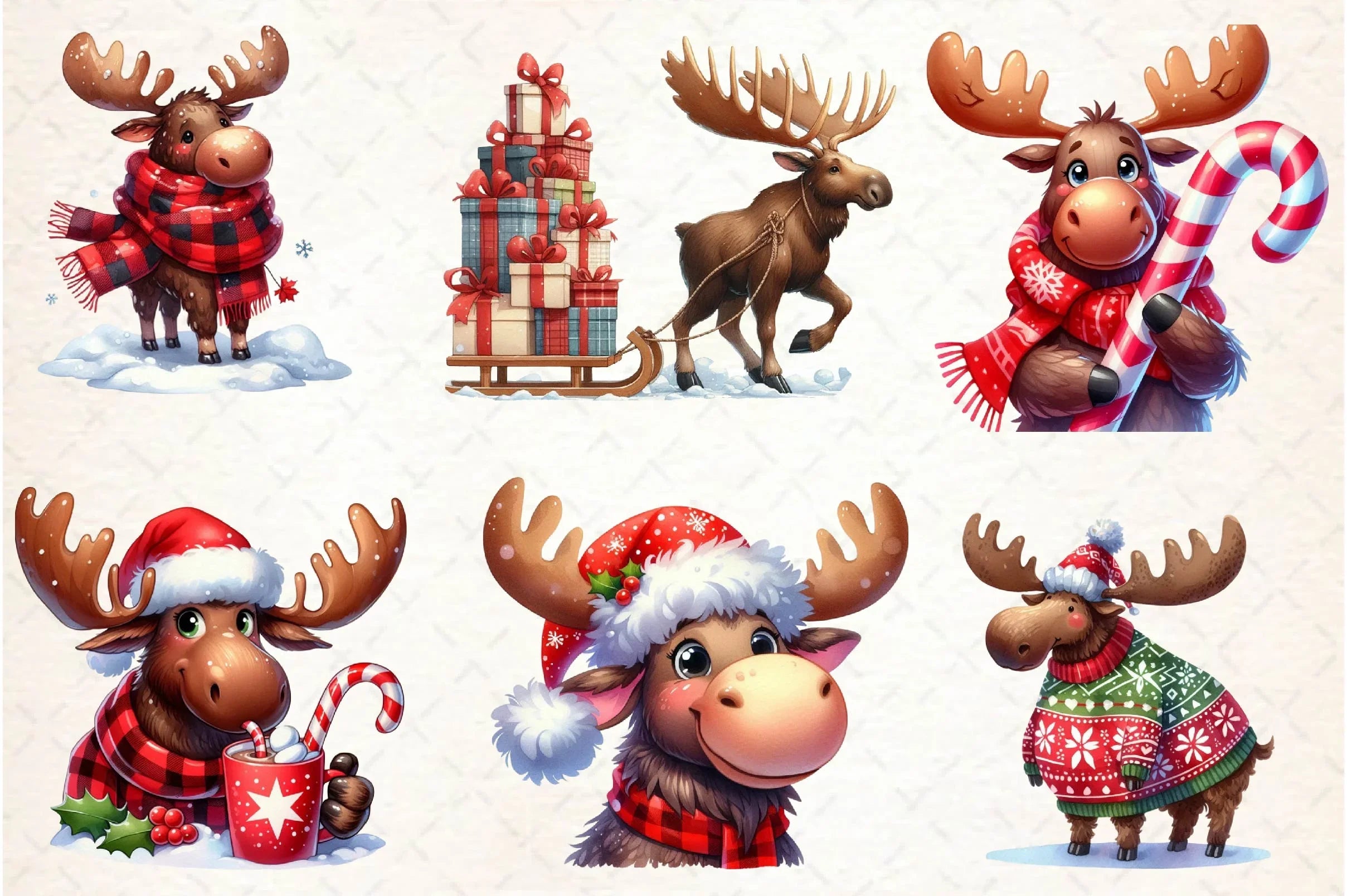 Quirky Christmas Moose Clipart Bundle - CraftNest - Digital Crafting and Art