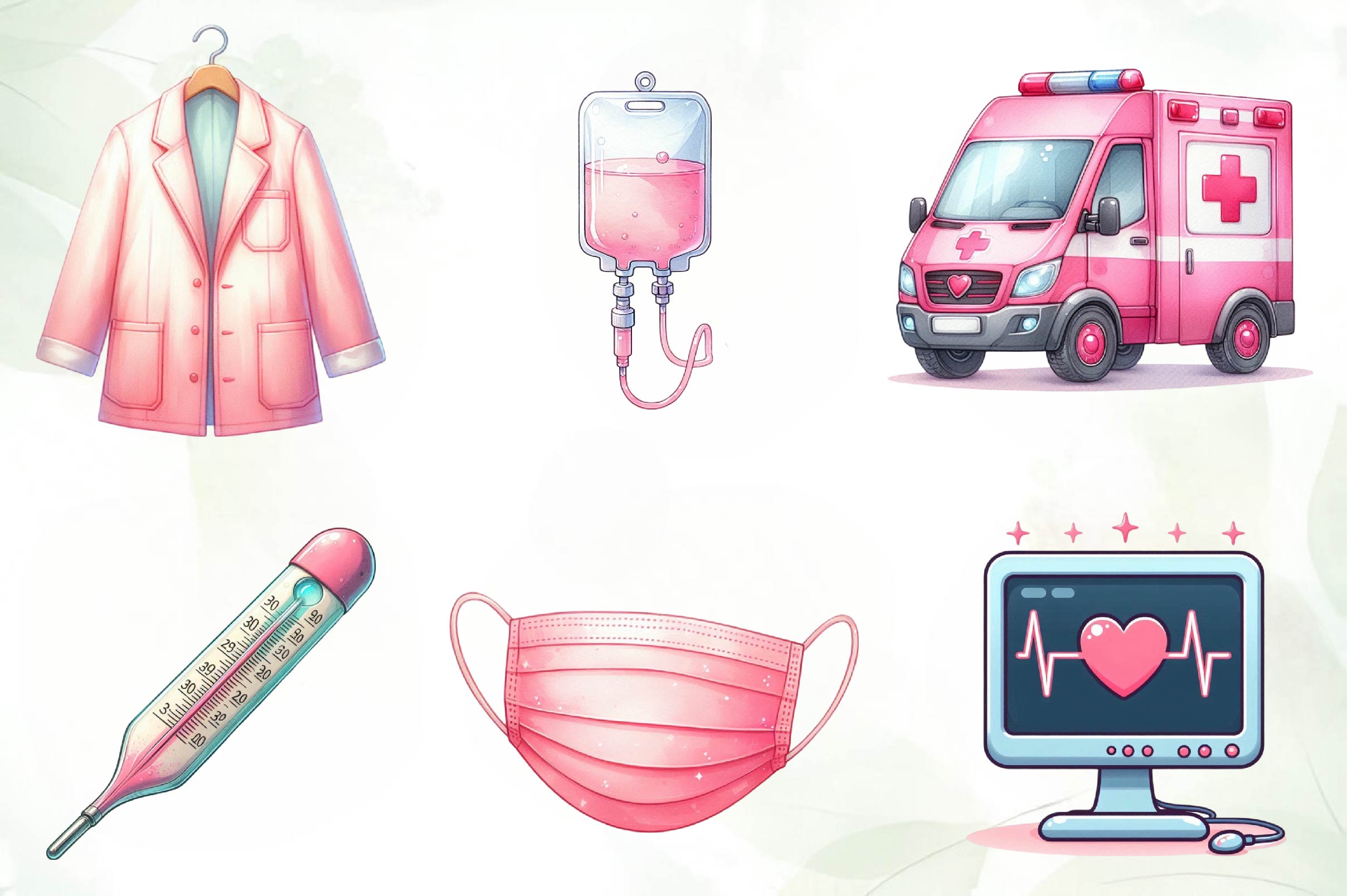 Pink Medical Clipart Bundle - CraftNest - Digital Crafting and Art
