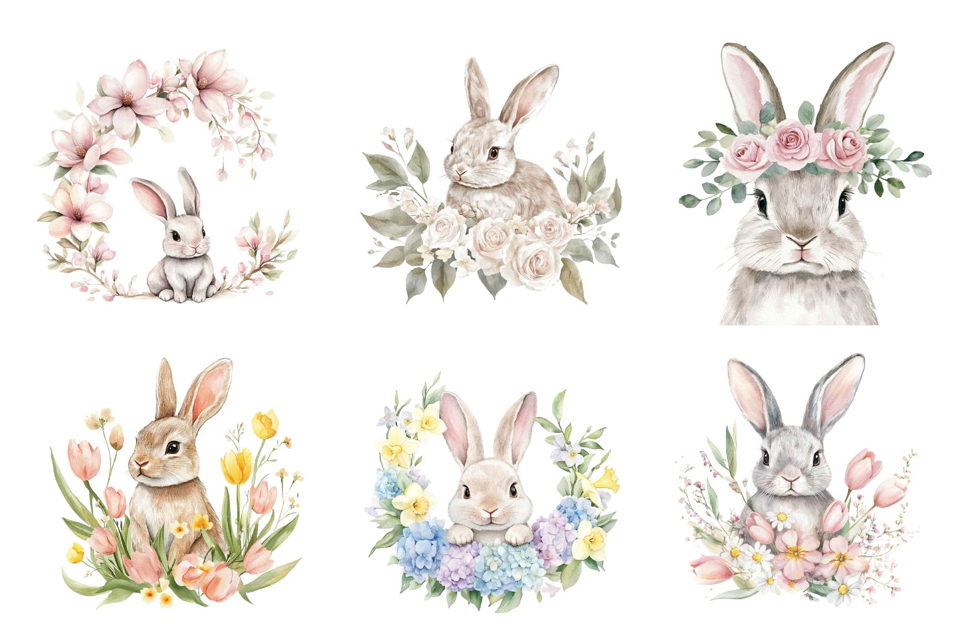 Floral Easter Bunny Clipart Bundle - CraftNest - Digital Crafting and Art