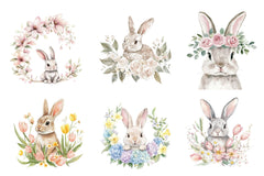 Floral Easter Bunny Clipart Bundle - CraftNest - Digital Crafting and Art