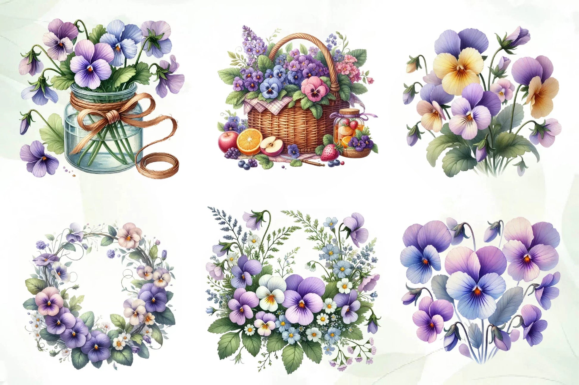 Spring Viola Flower Clipart Bundle - CraftNest - Digital Crafting and Art