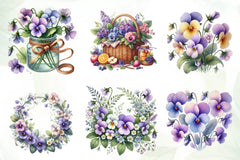 Spring Viola Flower Clipart Bundle - CraftNest - Digital Crafting and Art