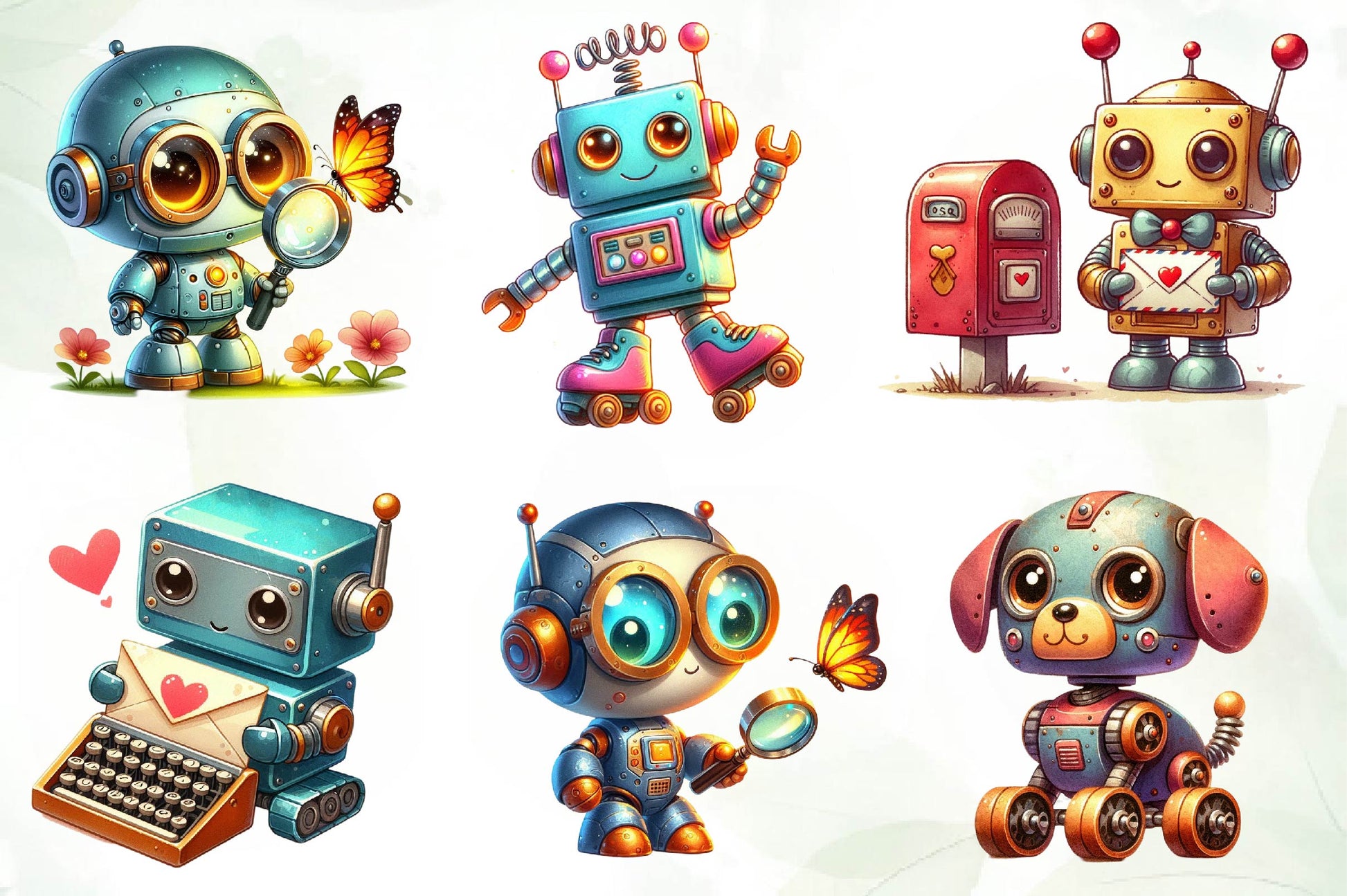 Cute Vintage Robots Clipart Bundle - CraftNest - Digital Crafting and Art