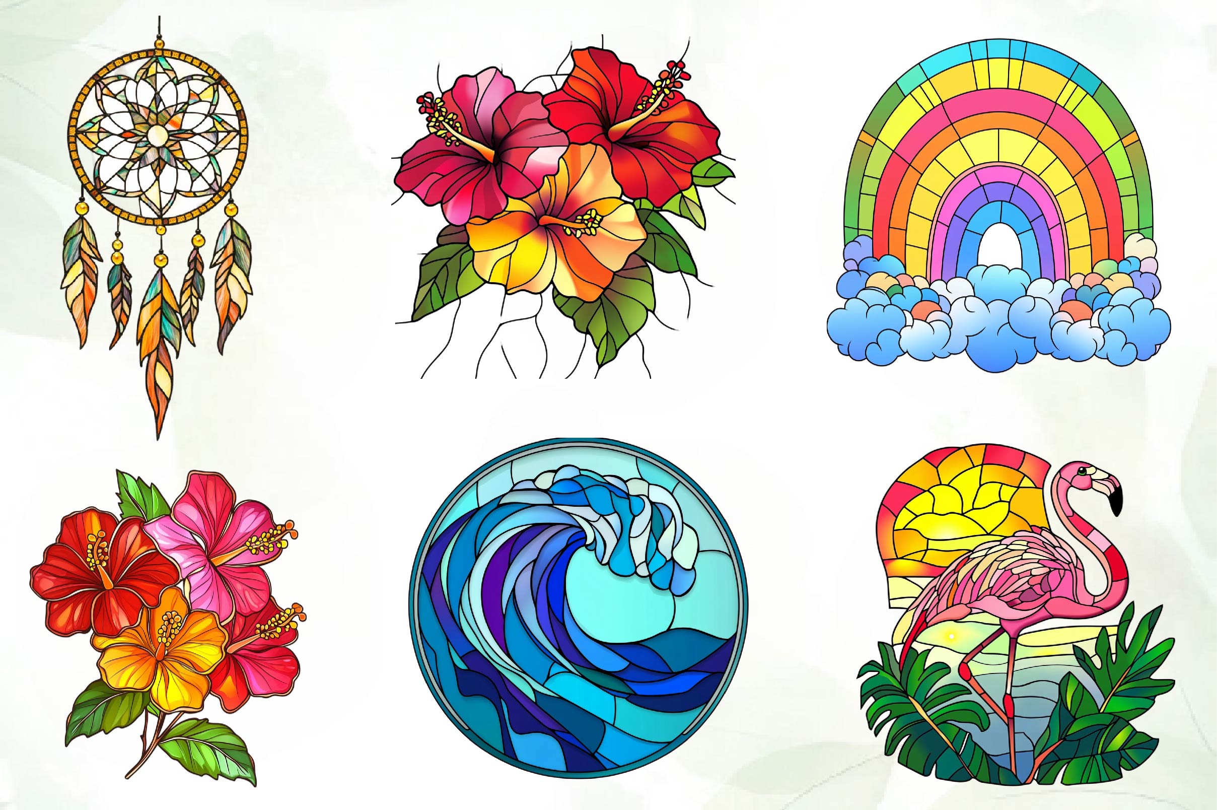 Round Stained Glass Summer Clipart Bundle 2 - CraftNest - Digital Crafting and Art