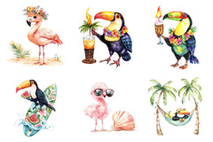 Tropical Toucan And Flamingo Summer Vibes Clipart Bundle - CraftNest - Digital Crafting and Art