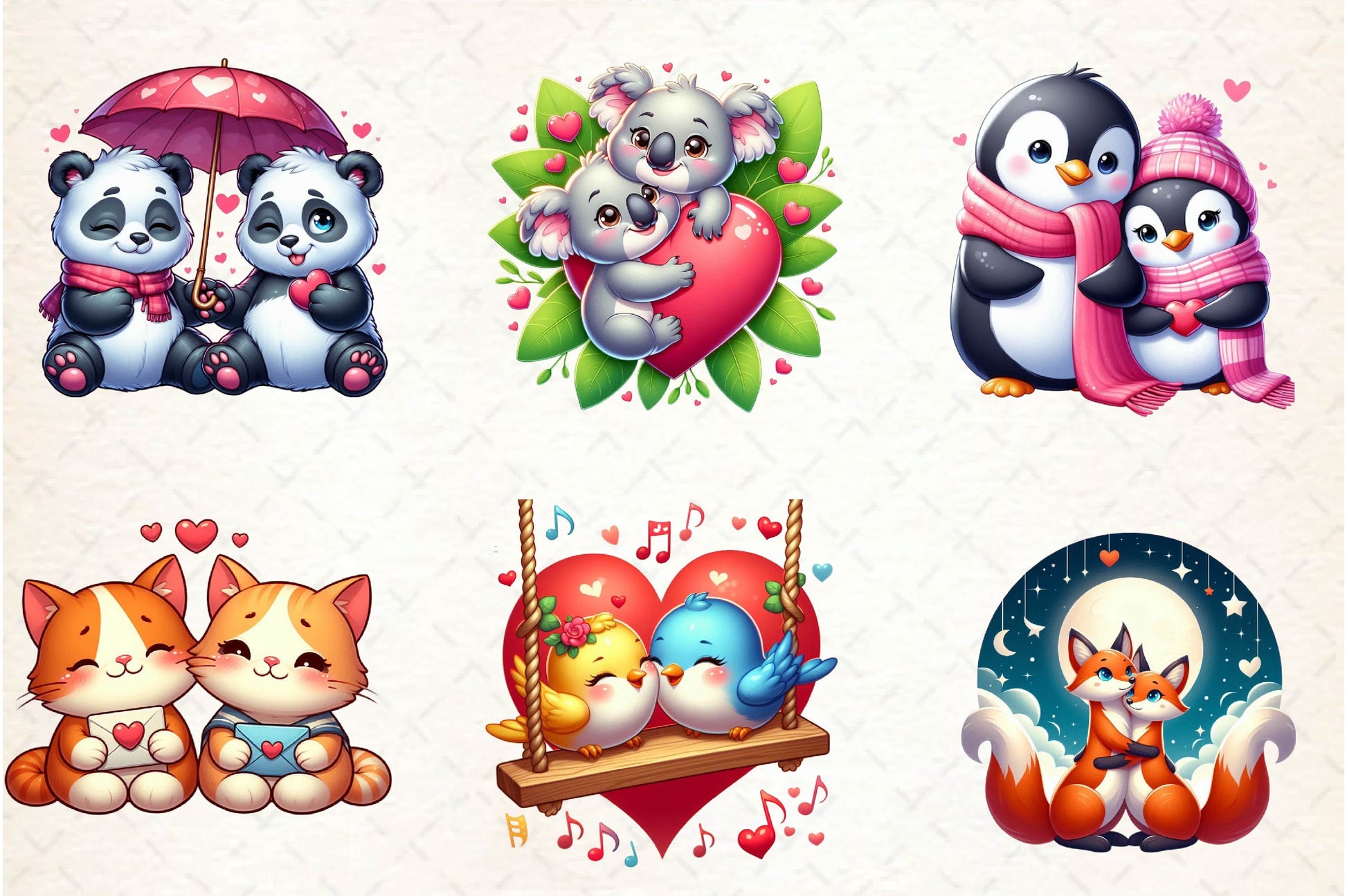 Cute Animal Couple Clipart Bundle - CraftNest - Digital Crafting and Art