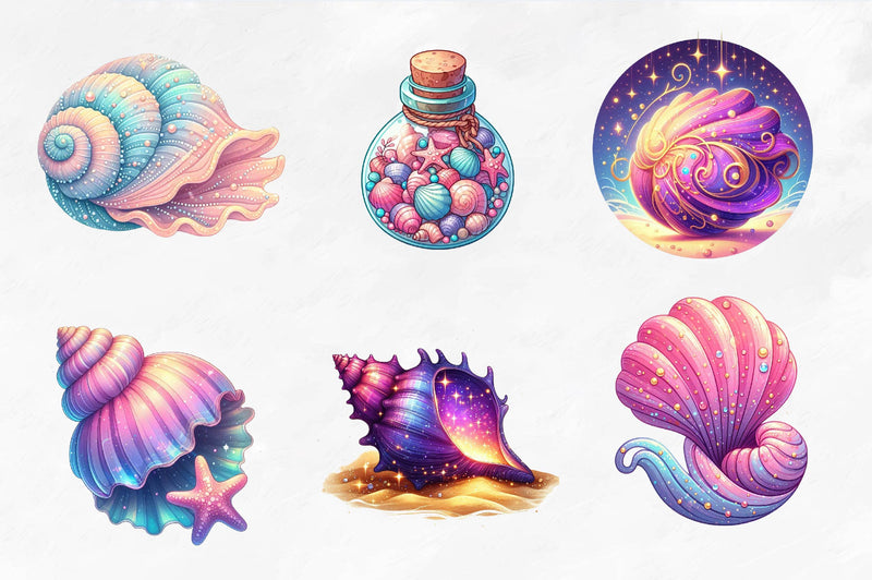 Summer Seashells Clipart Bundle - CraftNest - Digital Crafting and Art