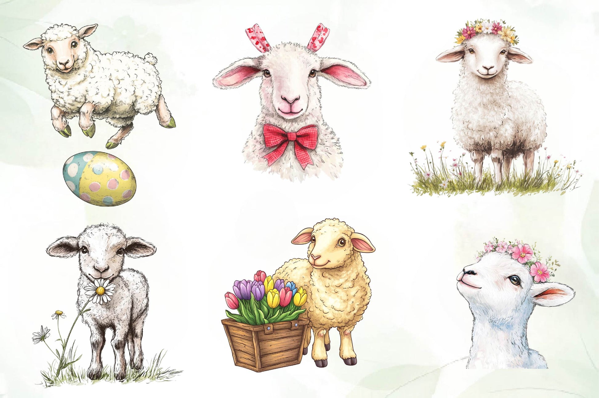 Brushstroke Sheep Easter Clipart Bundle - CraftNest - Digital Crafting and Art