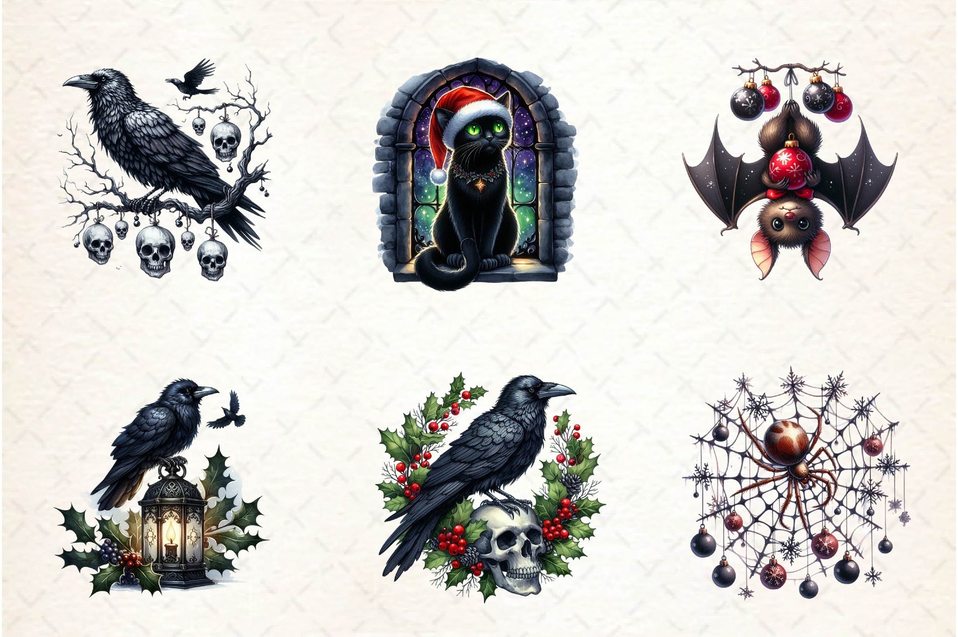 Christmas Gothic Animals Clipart Bundle - CraftNest - Digital Crafting and Art