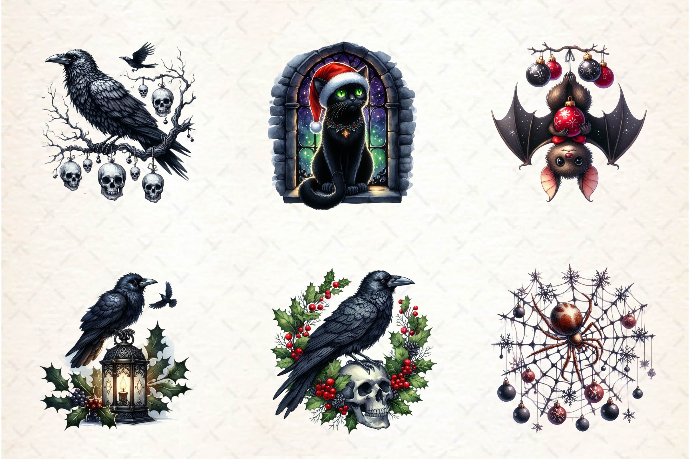 Christmas Gothic Animals Clipart Bundle - CraftNest - Digital Crafting and Art