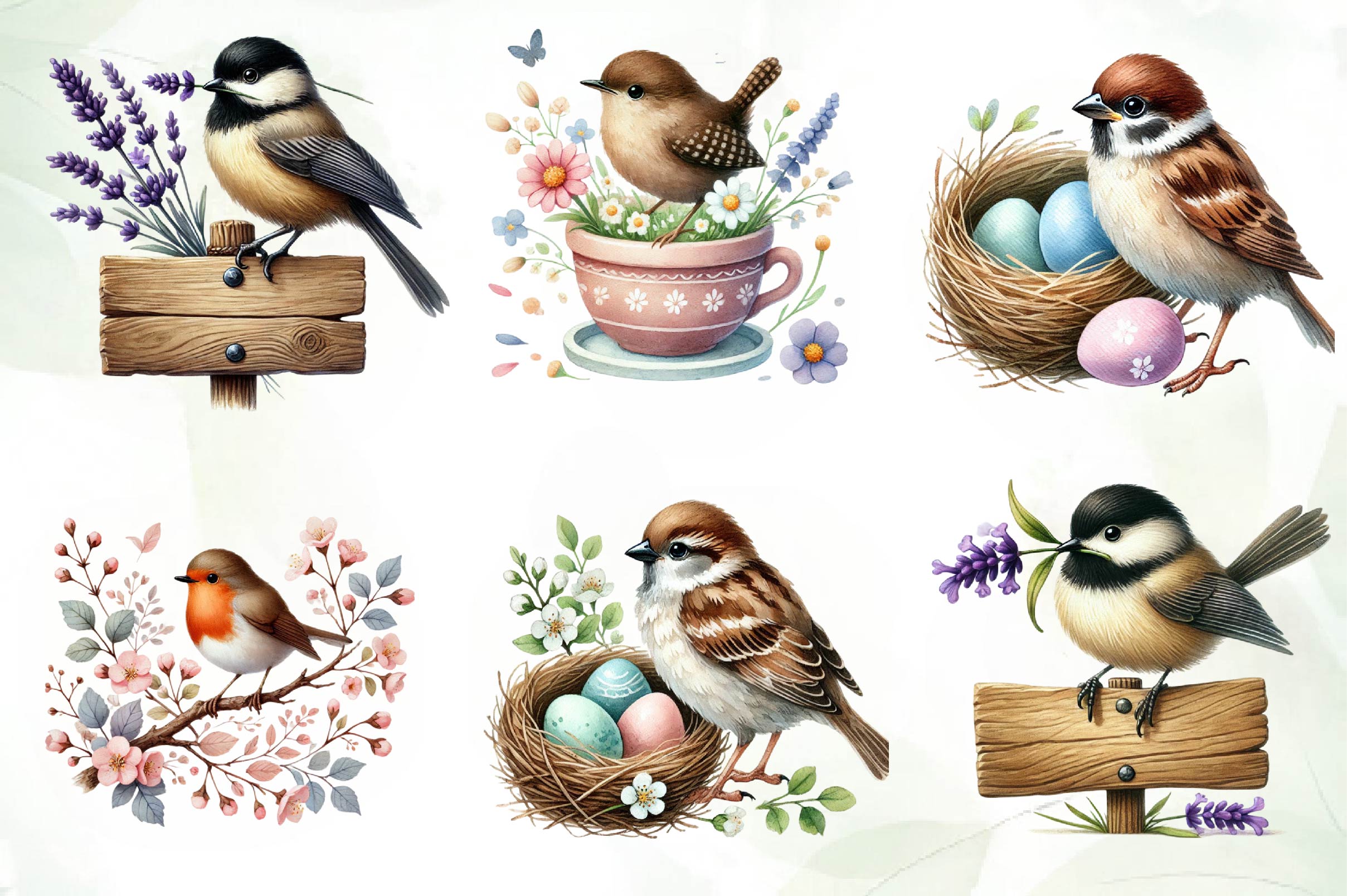 Spring Birds Clipart Bundle