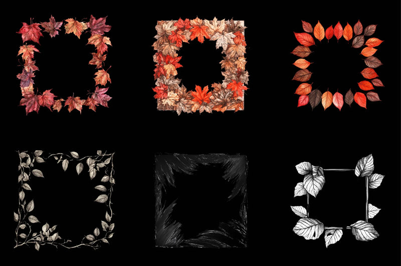 Ink Leaf Frame Backgrounds Clipart Bundle - CraftNest - Digital Crafting and Art
