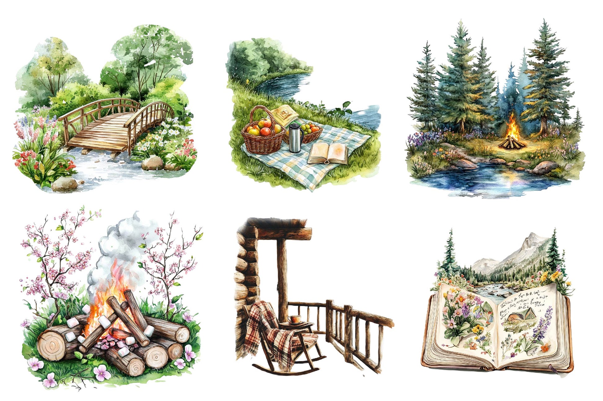 Spring Riverside Camping Clipart Bundle - CraftNest - Digital Crafting and Art