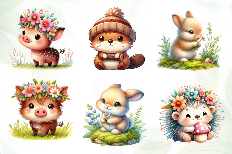 Woodland Forest Animals Clipart Bundle - CraftNest - Digital Crafting and Art