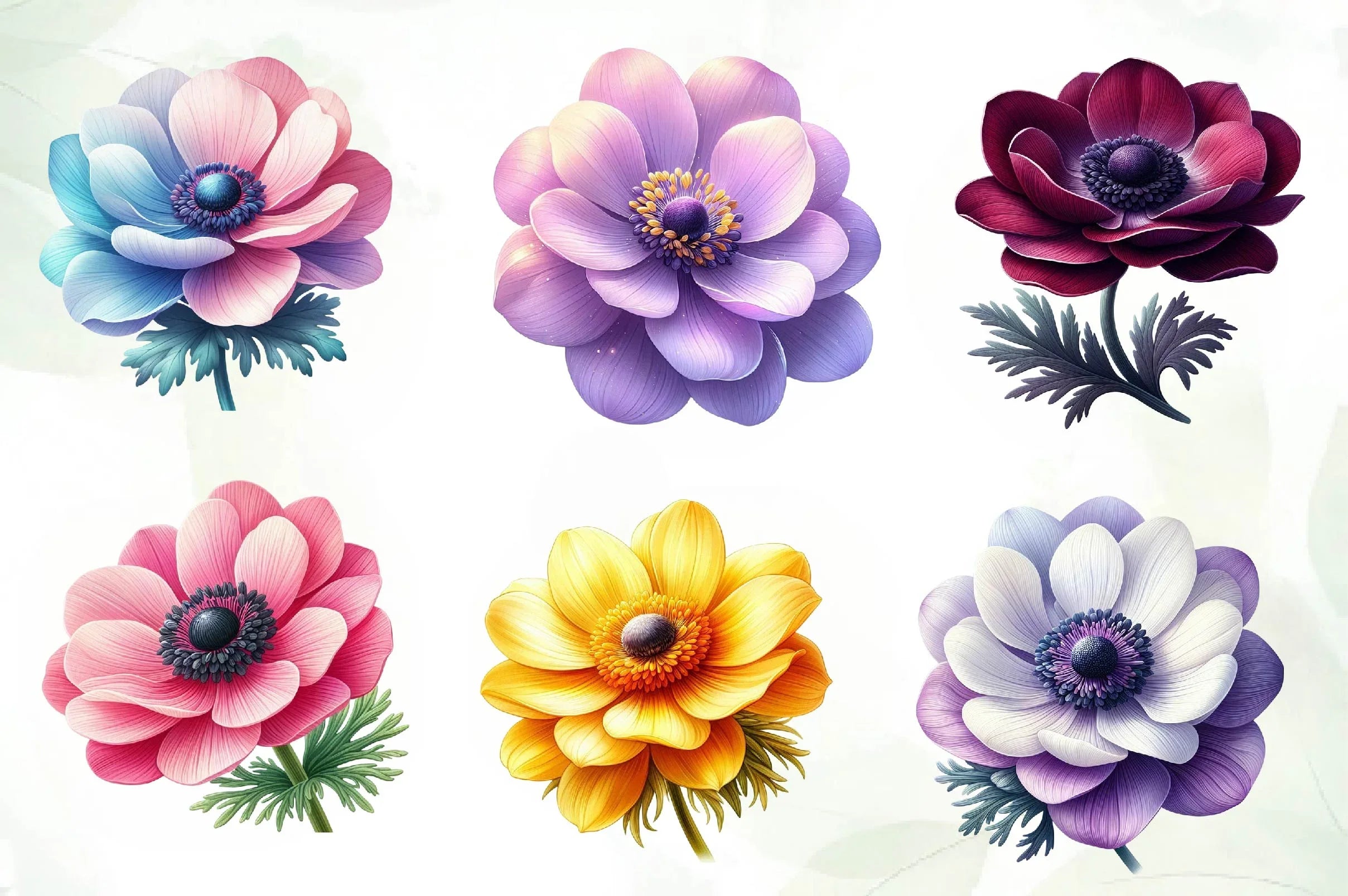 Spring Anemones Flowers Clipart Bundle - CraftNest - Digital Crafting and Art