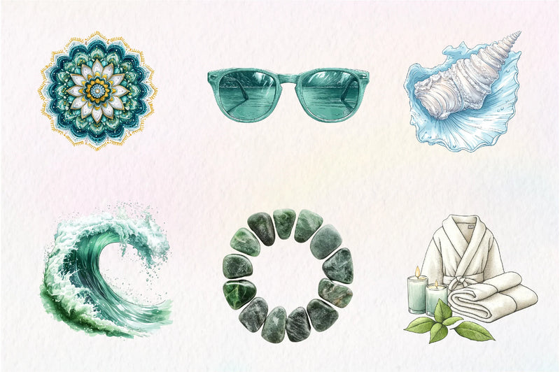 Summer Coastal Serenity Clipart Bundle - CraftNest - Digital Crafting and Art
