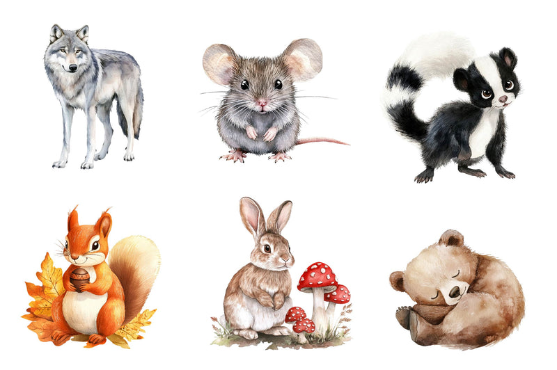 Woodland Forest Animals Clipart Bundle 2 - CraftNest - Digital Crafting and Art