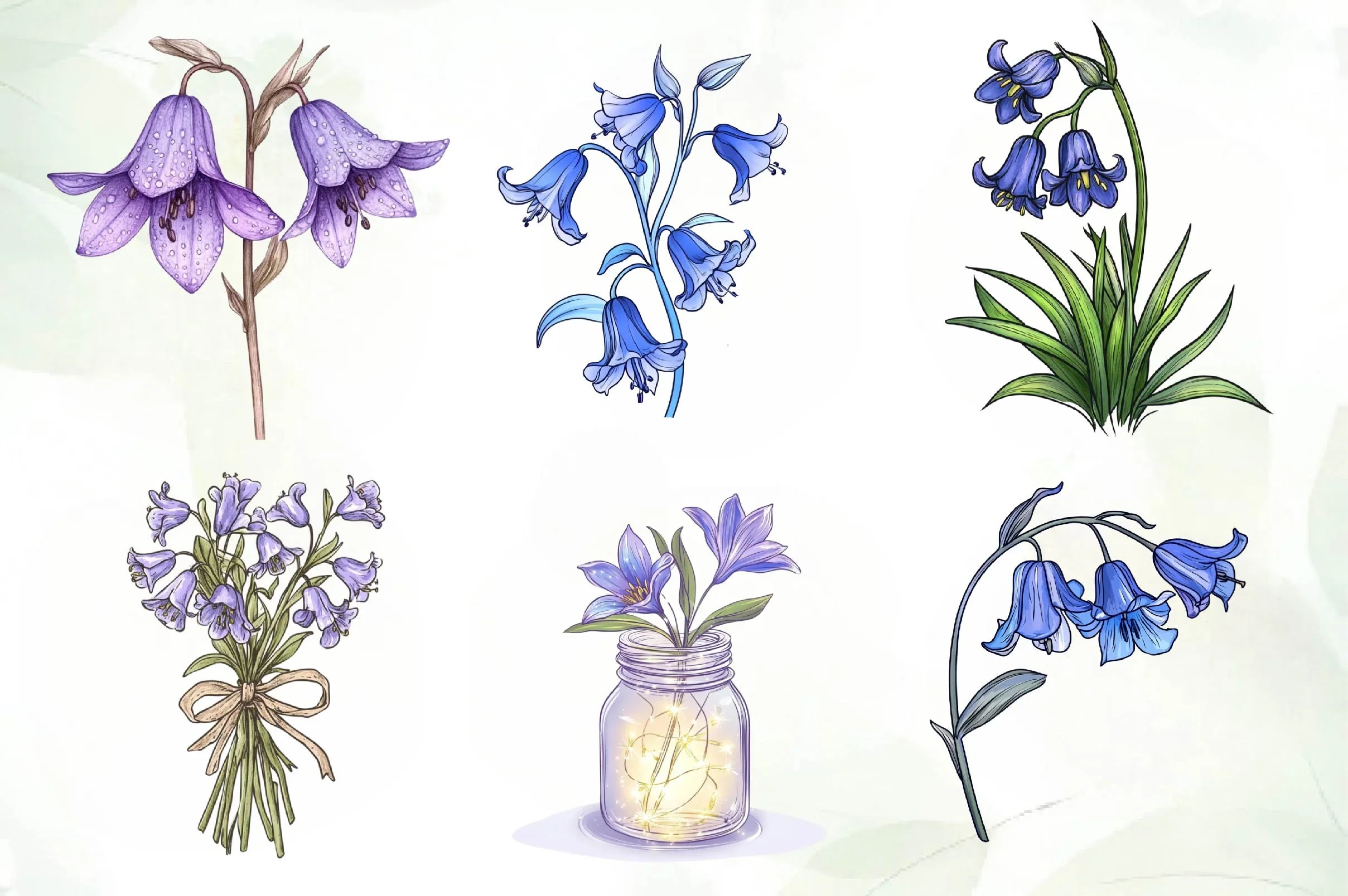 Little Bluebell Flower Bloom Clipart Bundle - CraftNest - Digital Crafting and Art