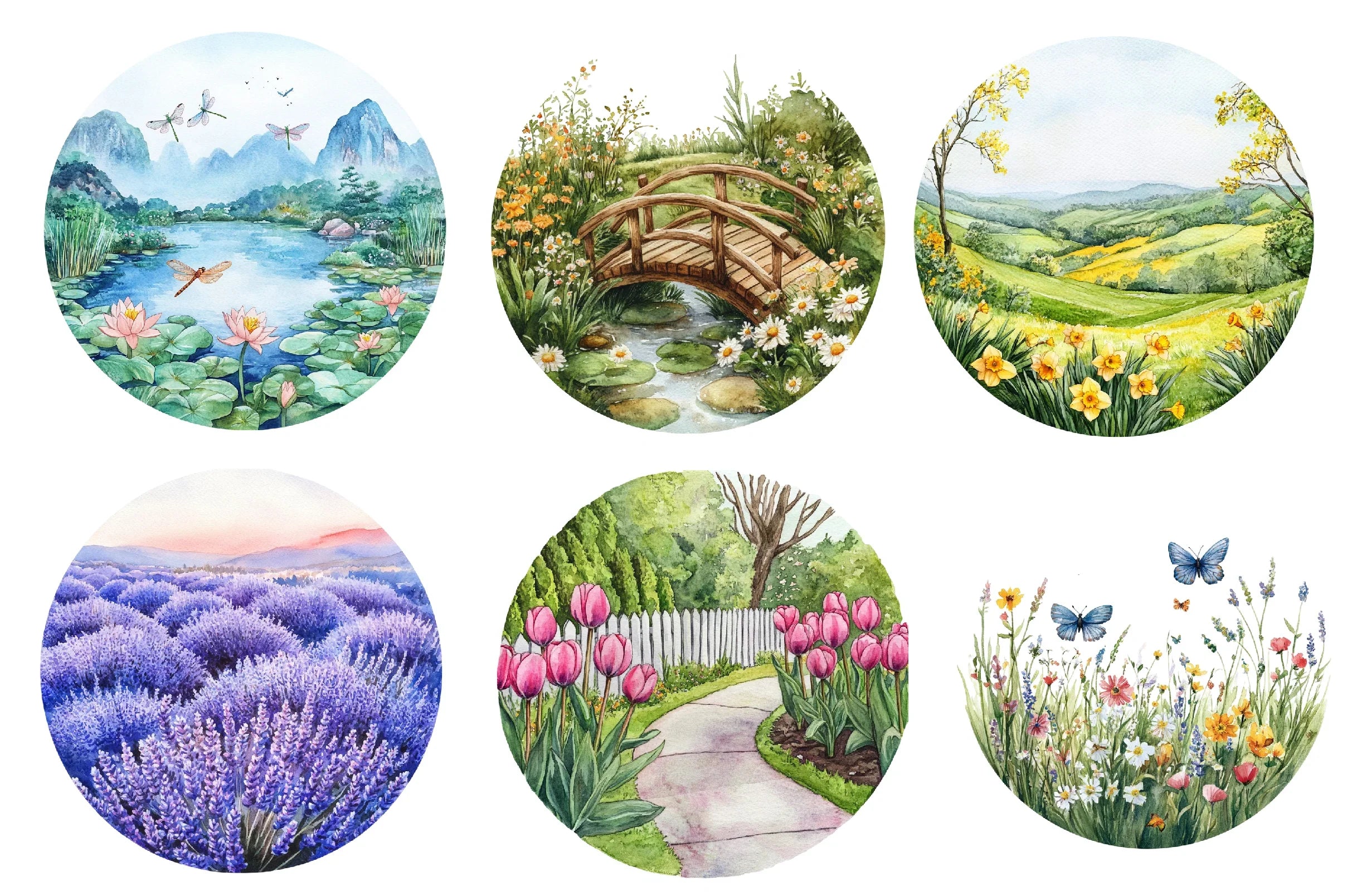 Spring Landscapes Round Clipart Bundle - CraftNest - Digital Crafting and Art