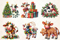Cute Christmas Cow Clipart Bundle - CraftNest - Digital Crafting and Art