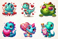 Peeking Dinosaur Valentine's Day Clipart Bundle - CraftNest - Digital Crafting and Art