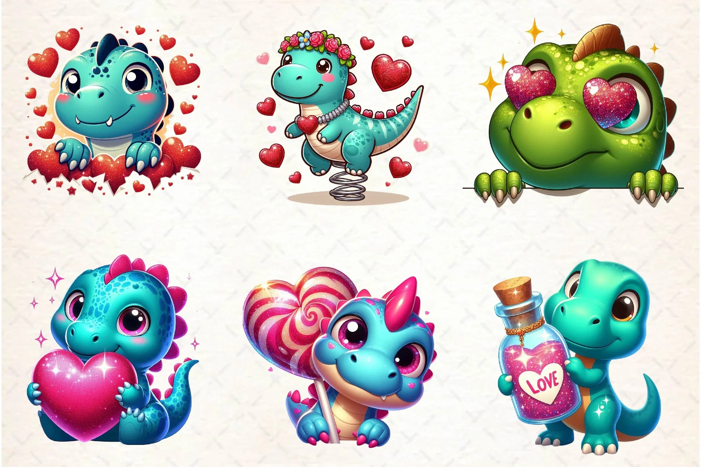 Peeking Dinosaur Valentine's Day Clipart Bundle - CraftNest - Digital Crafting and Art