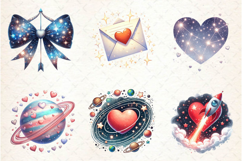 Celestial Valentine Clipart Bundle - CraftNest - Digital Crafting and Art