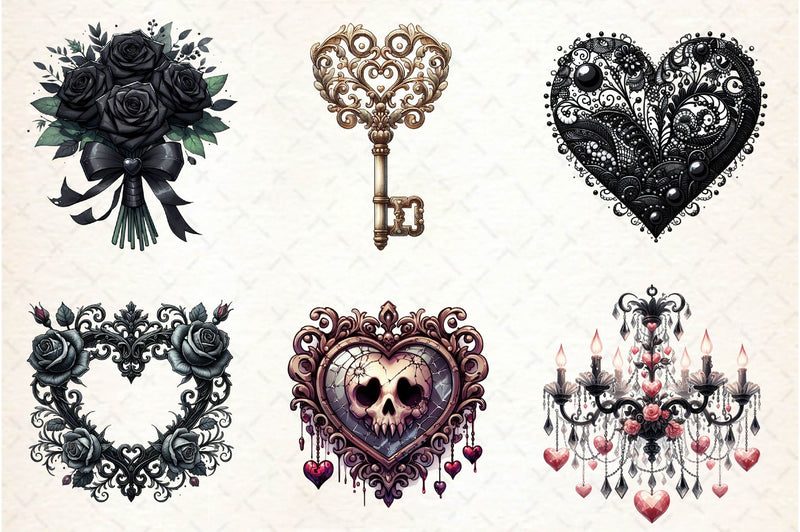 Gothic Valentine's Day Clipart Bundle 2 - CraftNest - Digital Crafting and Art
