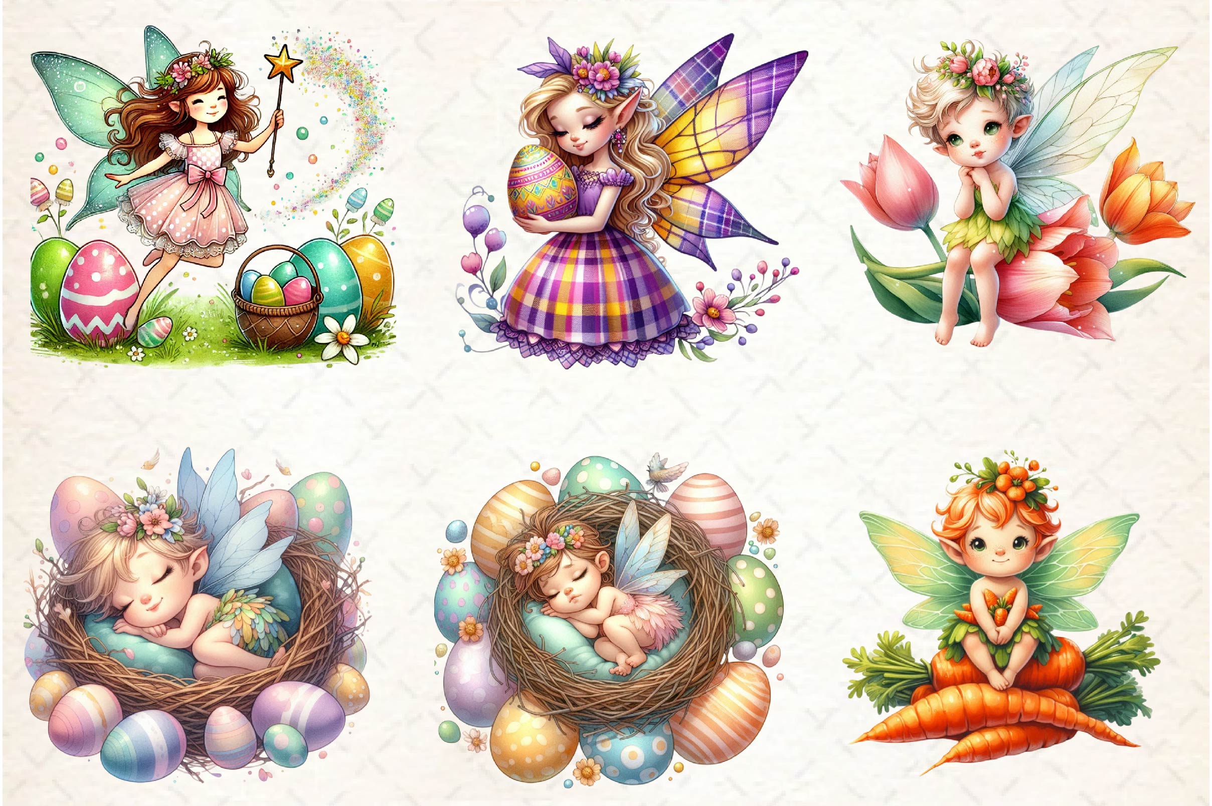 Cute Fairy Easter Clipart Bundle - CraftNest - Digital Crafting and Art